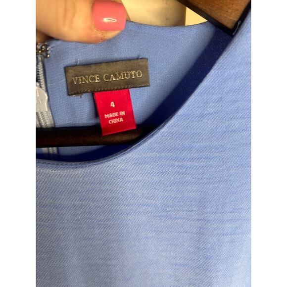 VINCE CAMUTO Rumple Twill Flutter-Hem Dress Blue Size 4 NWT - Picture 5 of 6